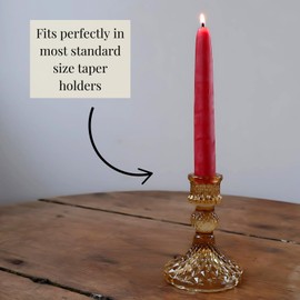 Candlestock Beeswax Taper Candles – Standard 7/8" Diameter, Pure 100% Natural USA Beeswax, Cotton Wick, Dripless, Long-Burning, Handmade in Woodstock, NY- 6 Inches - 2 Pairs (4 Candles) - Rose Red