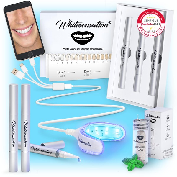 Whitesensation© latest formula, Teeth Whitening Kit, Bleaching Set for Whiter Teeth, Whitening for Yellow or Discoloured Teeth, Teeth Whitening Kit for Bleaching Teeth.