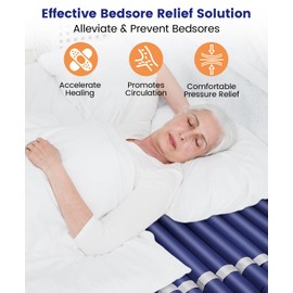 Alternating Air Pressure Mattress Pad, Bed Sore Prevention Solution Mattress Topper with 10-Setting Adjustable Pump, Waterproof Pressure Relief Ulcer Cushion Pad for Hospital Beds and Home Use