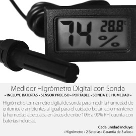 Mercader Digital 2 Pzs Termómetro Higrómetro Digital De Sonda Medidor Humedad