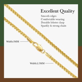 14K Gold Necklaces for Women Trendy Necklace for Men 14K Gold Chain for Mens Chain Necklace Franco Chain Mens chains Clean and Understated Waterproof Necklaces for Women Chains 16-30in (30in)