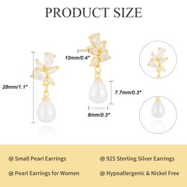 Kabwea Golden Pearl Drop Earrings Earrings Stud Earrings