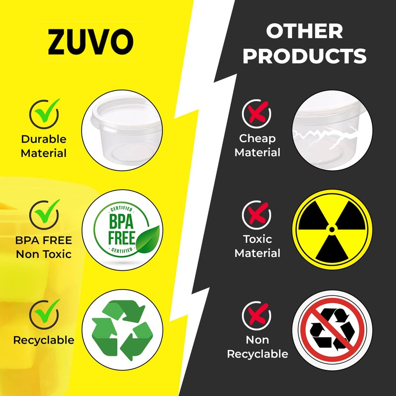 Zuvo Plastic Sauce Containers with Lids - 04 OZ (50