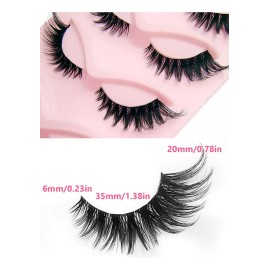 Pestañas Postizas 5 Pares Efecto Fox Eye Banda Invisible Negro