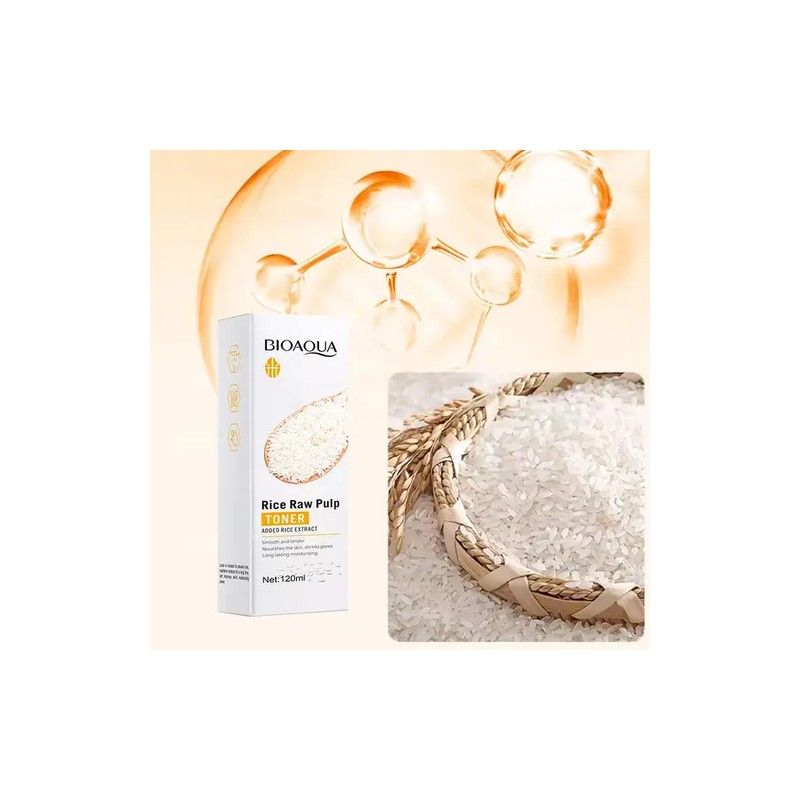 Bioaqua tónico de arroz 120 ml, aclara e hidrata suavemente