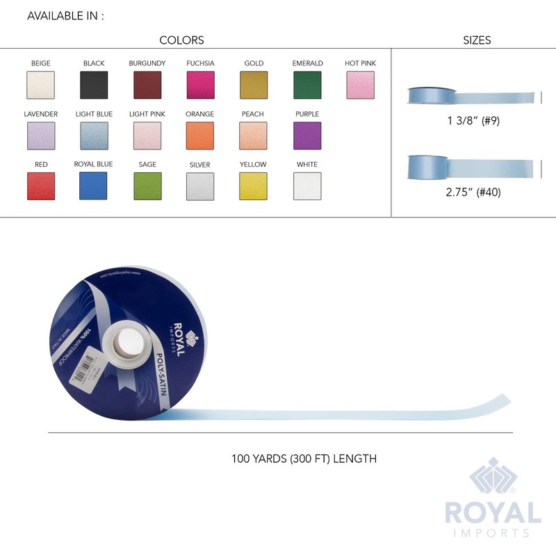Royal Imports Poly Satin Waterproof Ribbon 2.75" (#40) for Floral