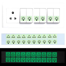 Nightlight Switch Sticker Set with 10 Bells and 10 Light Symbol Stickers, 14 x 14 mm