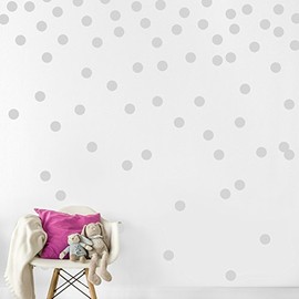 Gray Wall Decal Dots (200 Decals) | Easy Peel & Stick + Safe on Walls Paint | Removable Matte Vinyl Polka Dot Decor | Round Circle Art Glitter Sayings Sticker Large Paper Sheet Set for Nursery Room