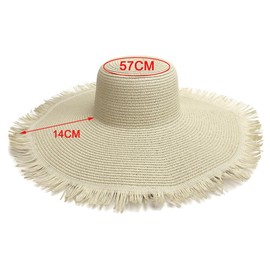 VASANA Wide Brim Straw Hat Floppy Foldable Roll-Up Summer Beach Hats Bohemian Style UPF 50+ UV Protection Sun Hat Travel Vacation Outdoor Straw Fedora Hat(Beige)