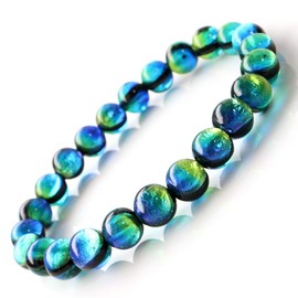 Gold Stone Keramarin Firefly Glass Bracelet, 0.3 inches (8 mm), Okinawa, Kerama Islands, Inner Diameter 7.1 inches (18 cm)