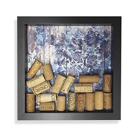 Black Farmhouse Floral Wine Cork Shadow Box, 9 7/8 in. x 9 7/8 in.