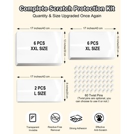 DSGLONGBIN Anti Cat Scratch Furniture Protector for Leather - 17x12 Inch, 14 PCS Couch Protector from Cat Claws, Strong Adhesion, No Residue, Easy Remove for Leather Couch, Chair, Corner, Door, Wall
