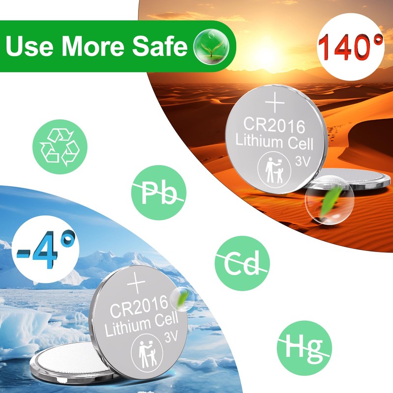 DURNERGY CR2016 3V Lithium Battery 5 Pack for Key Fob