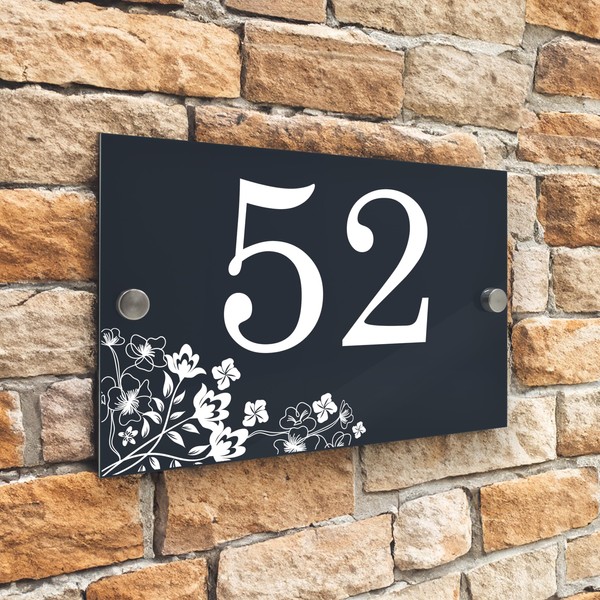 Badgemaster Modern Anthracite House Number Sign Plaque Stainless Steel Standoffs