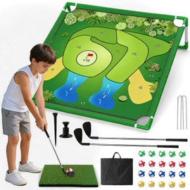 VQRZG Kids Golf Chipping Game for Boys, Girls and Adults, Indoor Outdoor Mini Golf Set with Balls,Club, Backyard Family Birthday Gifts (Chipping Outdoor Game+2 Golf Clubs)