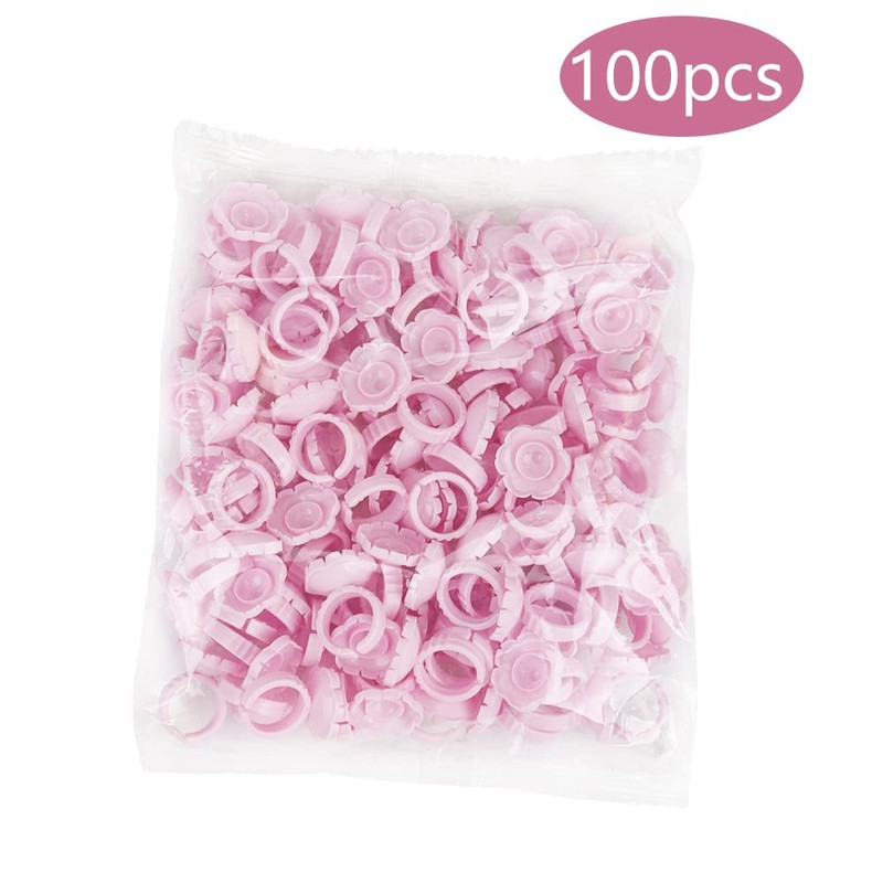 Mekupeu100 PCS Disposable Plastic Eyelash Flower Glue Ring
