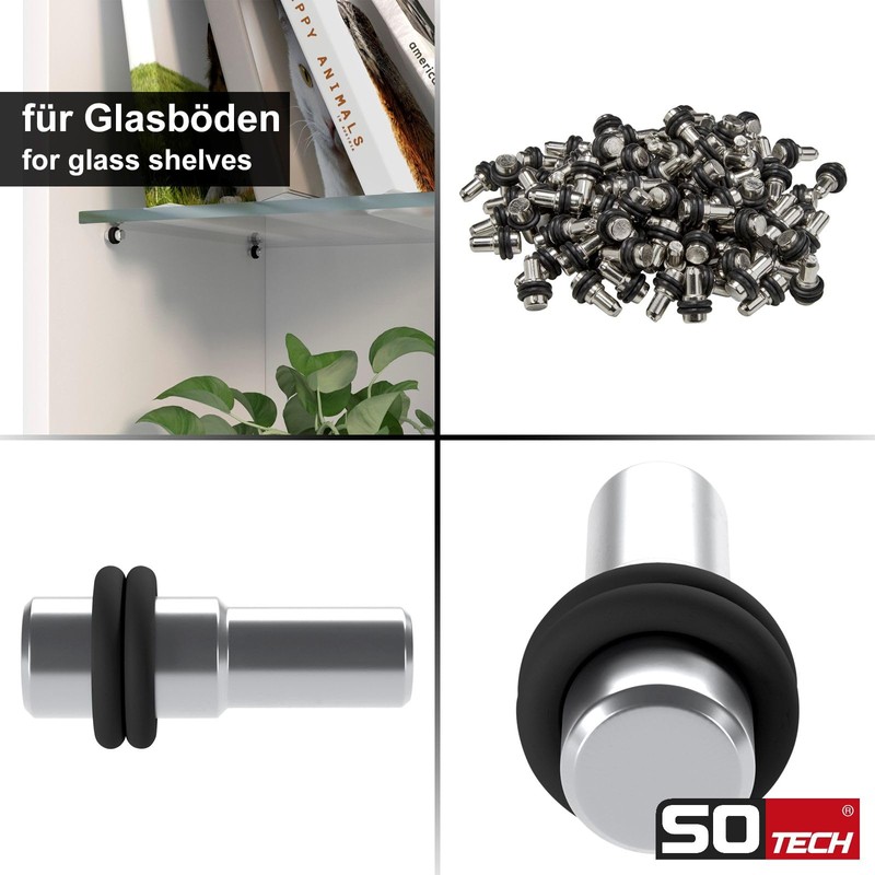 SOTECH Pack of 100 Glass Floor Support for 5 mm