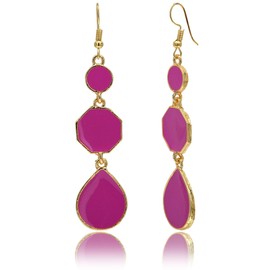 Moonstruck Round Drop & Dangle Earrings for Women (Black) (Pink, Alloy)