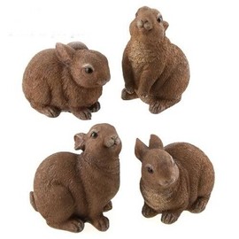 New Spring Easter SET 4 BROWN BUNNY FIGURINE Rabbit Figures 3"