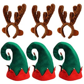 Funny Party Hats- Christmas Costume Hats- Felt Hat with Bells- Reindeer Antlers Headband