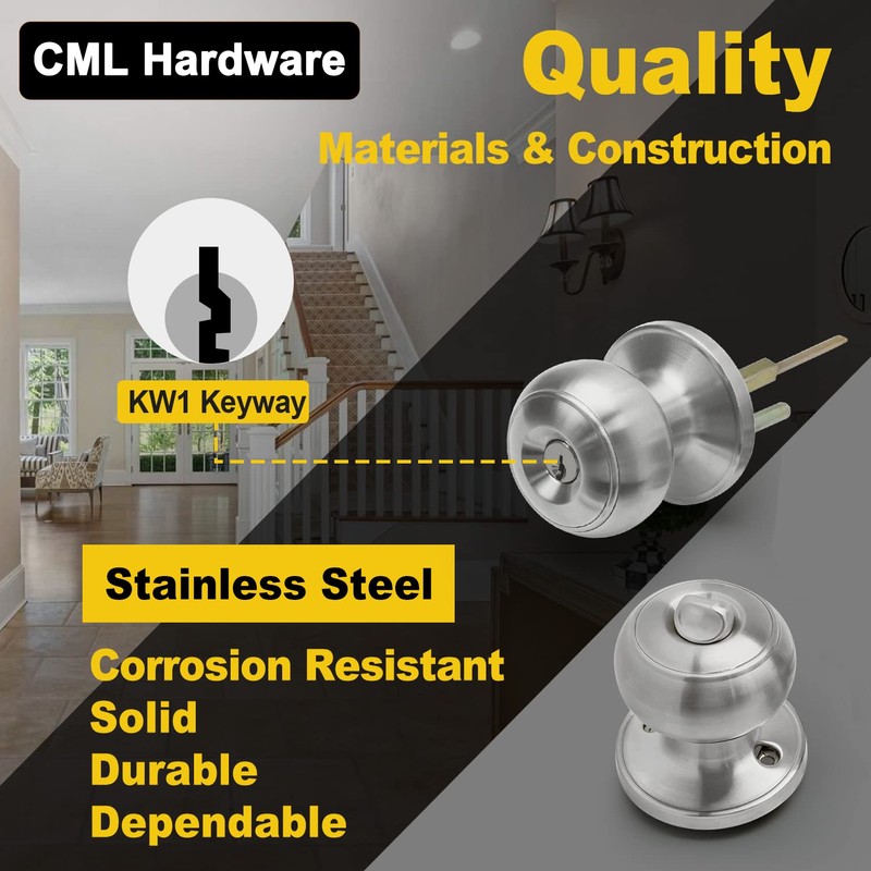 CML Hardware Keyed Entry Door Knob Set, Entrance Door Lock