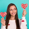 Fruidles Six-Pack 80-Gram Jumbo Heart Swirl Lollipop Red and White