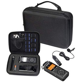 Professional Portable Recorder Case with DIY foam inlay for DR-05, DR-40, DR-22L, DR-100MKll, DR-1, Mini Tripod, Adapter, Mic Pop Windscreen, Smart accessory padding solution for SD cards, cabl