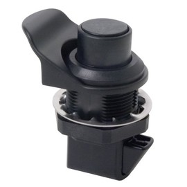 Southco 93-304 Series Plastic Push To Close Latch, Pull Tab in Line with Latching Pawl, Non Locking, 0.00"-0.41" Panel Thickness, 0.88"-0.91" Grip Range, Black