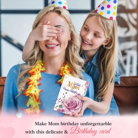 FLYAB Mom Birthday Card - 5.5"x8" Flower Greeting Card with Envelope Mom Birthday Gifts from Daughter Son Kid for Her Mommy Mother Women