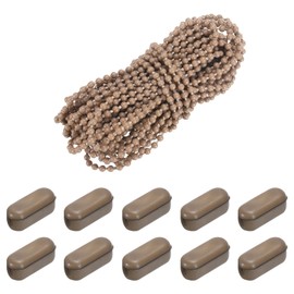 uxcell 10 Meters/10.94 Yards Blinds Bead Chain Cord Plastic Ball Beaded Chain with 20 Pcs Chain Connectors for Bead Roller Blinds Brown