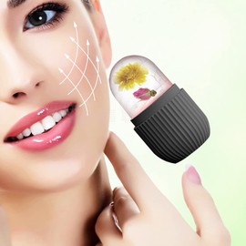 Rodillo de Hielo para Cara Y Ojos, Molde de Silicona para Cara de Hielo, Soporte para Hielo, Molde para Rodillo de Hielo Facial, Cubitos de Hielo para Hombres Y Mujeres, Cuidado de la(Rayas Negras)