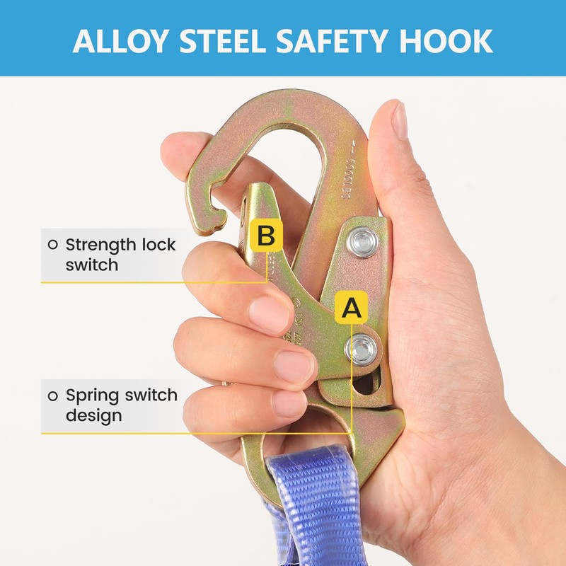 50FT Fall Protection Safety Rope - Heavy Duty Vertical Roof
