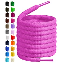 BIRCH's Oval Shoelaces 27 Colors Half Round 1/4" Shoe Laces 4 Different Lengths (45.5" (115cm) - L, Cerise)