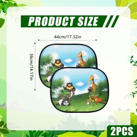 Falafoty Car Window Shades for Baby with UV Protection, Car's Sun Shade for Kids, Car Sun Visor, Animal Design Baby Car's Sunshade, Side Window Sunshades for Sun-Rays Protection, 44 x 36cm, Set of 2