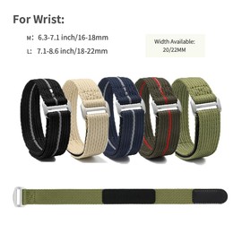 Nylon Watch Band - Hook and Loop Fasteners Soft Watch Strap 20mm 22mm - Sport Watch Bands for Men Women (20mm-L, Red-Green)