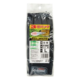 Otafuku Gloves PU - Wave Synthetic Leather Upper: Polyester K-19 Black, L [Set of 3]