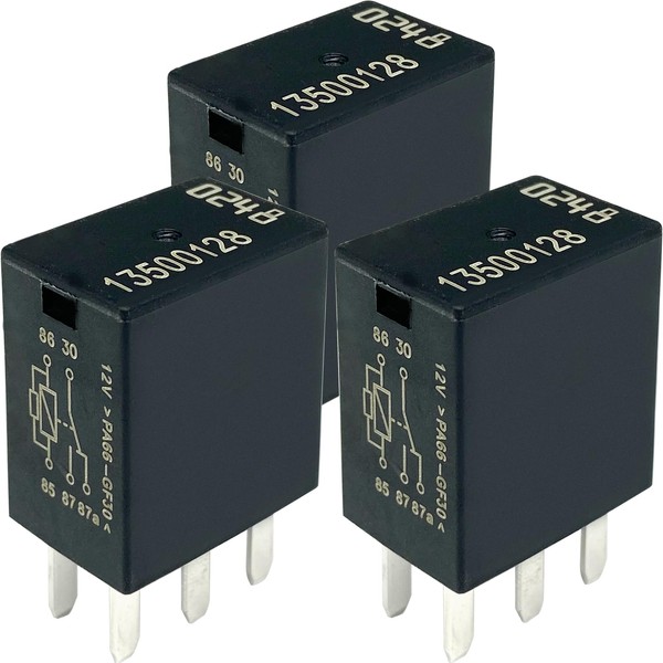 3-Pack 13500128 Relay 12VDC 35A 5-Pin Compatible for Some GM