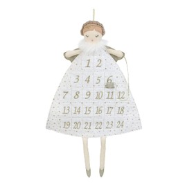 MON AMI Holiday Angel Inspired Soft Plush Advent Countdown to Christmas Calendar, Wall Hanging, Christmas Decor, Fabric Calendar, Home & Office Decoration, 26IN, White