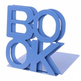 Metal Bookends Heavy Duty Book Ends L-Shaped "Book" Letter Nonskid Bookends for Shelves 1 Pairs for Office (Blue)