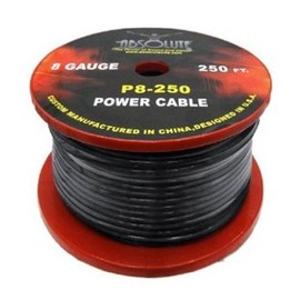 Absolute P8250BK 8 Gauge 250 feet Spool Power Wire Cable (Black)