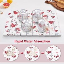 Stone Dish Drying Mats for Kitchen Counter, Large Collapsible Quick Drying Stone Mat 24"(L)×16"(W), Diatomaceous Earth Dish Drying Mat for Dishes Bottles Cups, Match Any Countertop