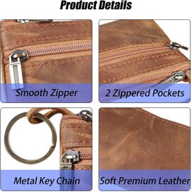 Leather Mens Tray Purses Coin Purse,Coin Holder,Cash Change Wallet,Key Holder,Money Pouch,Key Wallet Pouch,Leather Pouch,Money Pouch,Gifts for Men Dad Father (Brown-1)