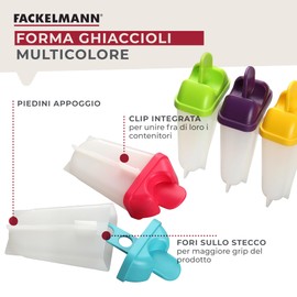 FACKELMANN Stieleisformer, Kunststoff, Mehrfarbig, 19 x 11,5 x 5 cm, 5-Einheiten