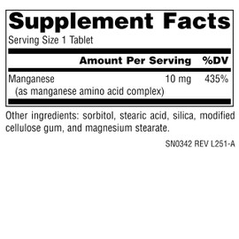 Source Naturals Manganese, Amino Acid Complex - Supports Energy Production* - 10 mg - 100 Tablets