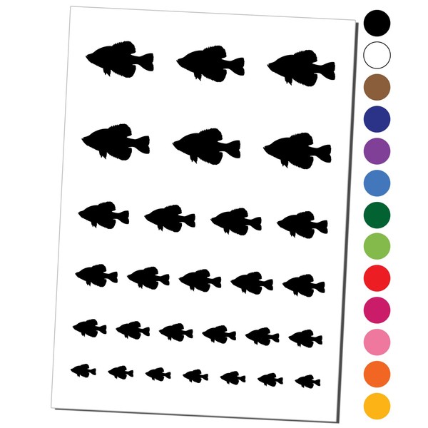 Crappie Fish Silhouette Temporary Tattoo Water Resistant Fake Body Art