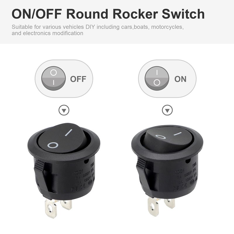 Round Rocker Switch, 6 Pcs Mini Rocker Switch, 12 Volt