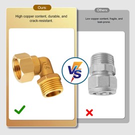 Pack of 2 1/2 Inch Brass Angle 90 Degree Male Thread Screw Connection 1/2 Inch IG/AG Brass Movable Hose Fitting Angle 90° DN15 Screw Connection Drinking Water Connection for Water Hose Connector