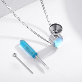 JFASHOP Moonstone Pendant Necklace 925 Sterling Silver Teardrop Pendant Necklace Gemstone Pendant Teardrop Pendant Moonstone Jewellery for Women, Silver, Moonstone