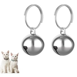 2 pcs Cat Bells & Dog Collar Bells with Keyrings, Training Pet Pendant,Pet Cat and Dog Bell Pet Pendant Accessories(Silver)