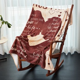 DecorSIXT Bonus Mom Blanket Gifts for Step Mom from Step Son - 50" X 60" Throw Blanket to My Bonus Mom - Christmas Birthday Presents for Mother in Law from Bonus Son